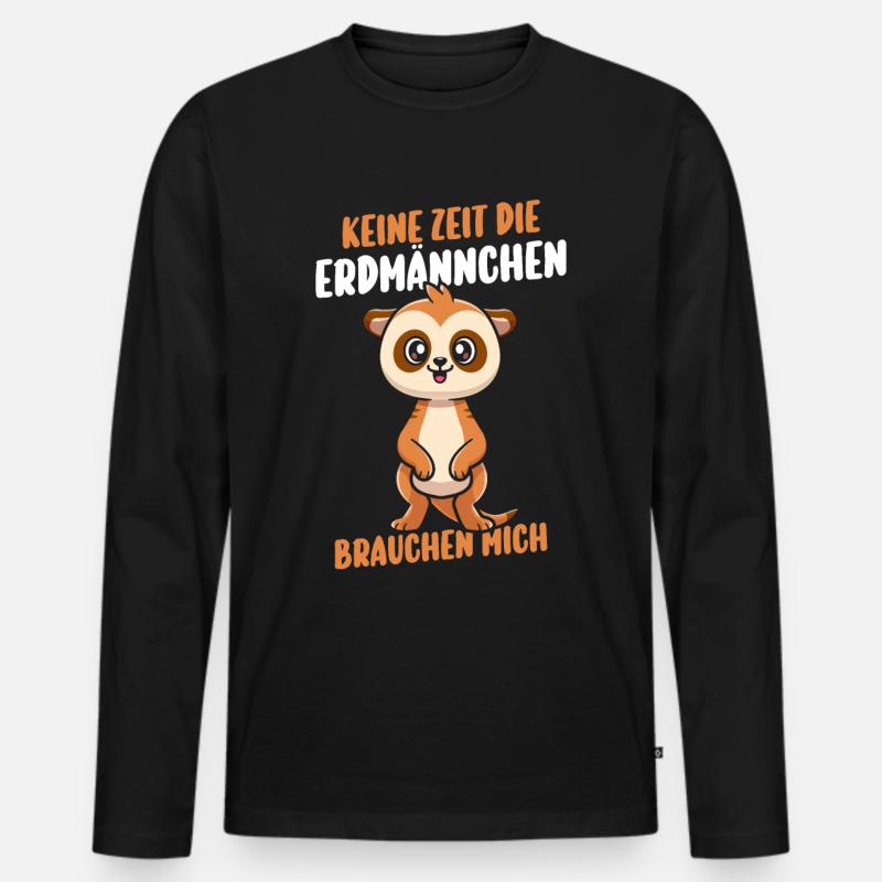 Erdmännchen - Männer Premium Bio Langarmshirt - Schwarz