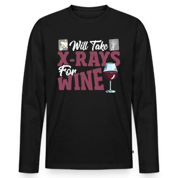 Will Take X-Rays For Wine X-ray Tech X-Ray - Men's Premium Organic Long Sleeve Shirt - black - Front - Nico (187cm)