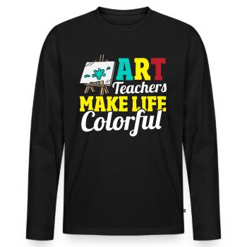 School Teacher Art Lover Art Education Art - Men's Premium Organic Long Sleeve Shirt - black - Front - Nico (187cm)