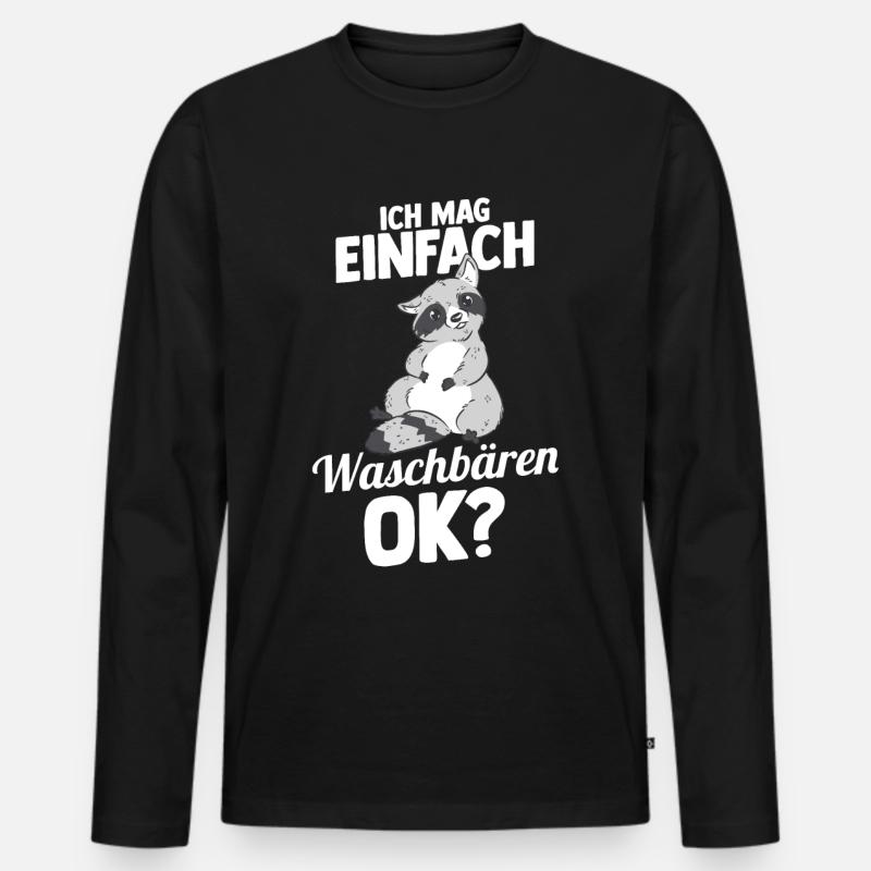 Waschbär - Männer Premium Bio Langarmshirt - Schwarz