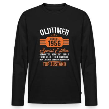 68. Geburtstag 68 Jahre Oldtimer Geschenk 1956 - Männer Premium Bio Langarmshirt - Schwarz - Vorne - Nico (187cm)