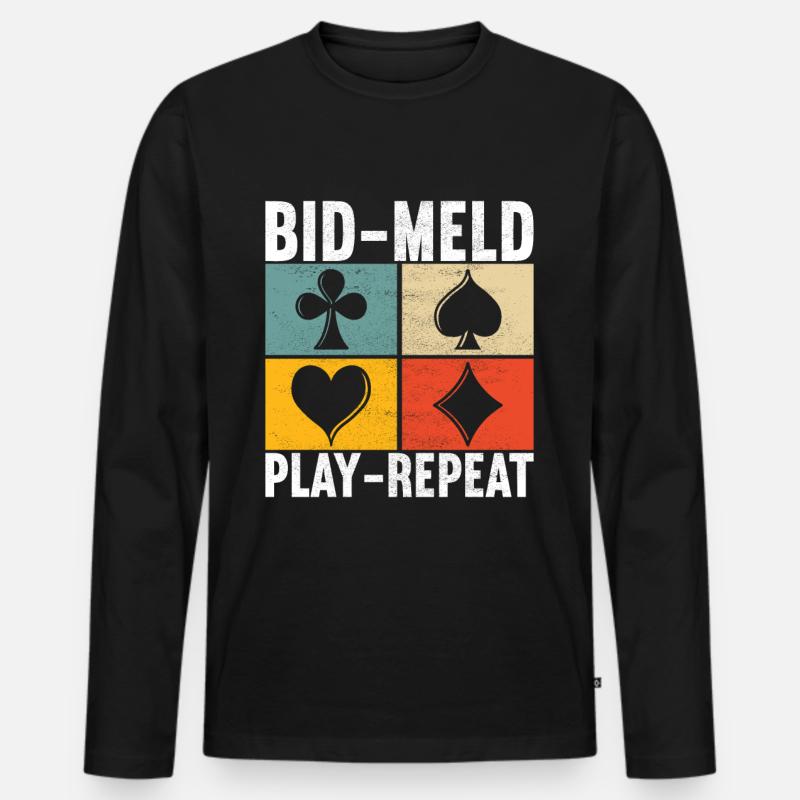Binokel Pinochle - Männer Premium Bio Langarmshirt - Schwarz