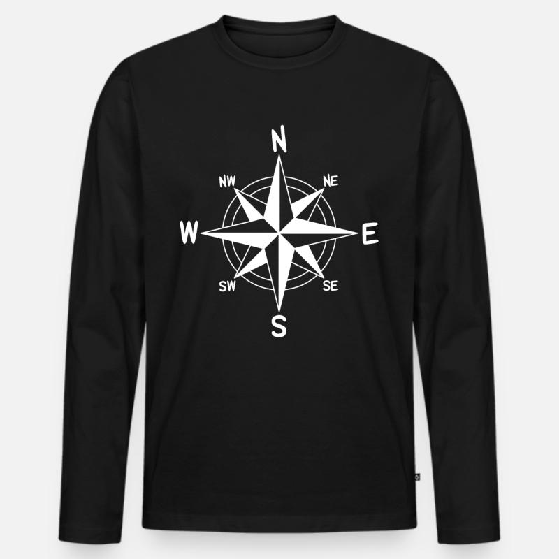 Wind Rose Compass Adventurousness - Men's Premium Organic Long Sleeve Shirt - black