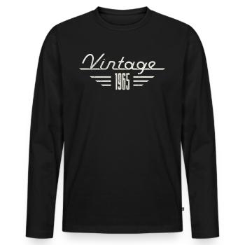 Vintage 1965 Birth Year Minimalist Birthday - Men's Premium Organic Long Sleeve Shirt - black - Front - Nico (187cm)