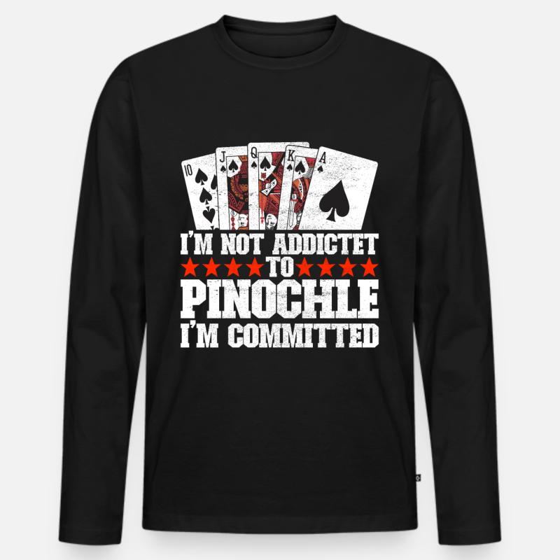 Binokel Pinochle - Männer Premium Bio Langarmshirt - Schwarz
