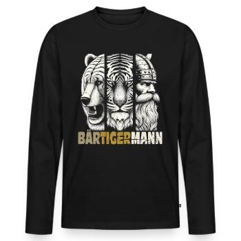 Bärtigermann Bär Tiger Mann Geschenk Bart - Männer Premium Bio Langarmshirt - Schwarz - Vorne - Nico (187cm)