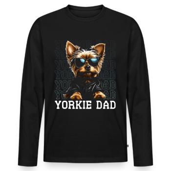 Yorkie Dad - Men's Premium Organic Long Sleeve Shirt - black - Front - Nico (187cm)
