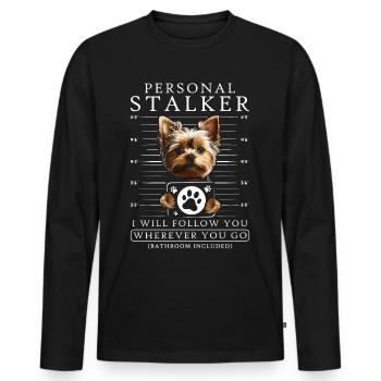Stalker personnel Yorkie - T-shirt manches longues Premium bio Homme - noir - Devant - Nico (187cm)