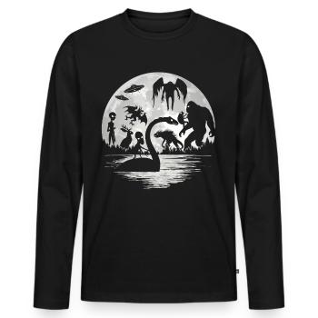 Bigfoot Mothman Jersey Devil Alien Cryptides - T-shirt manches longues Premium bio Homme - noir - Devant - Nico (187cm)