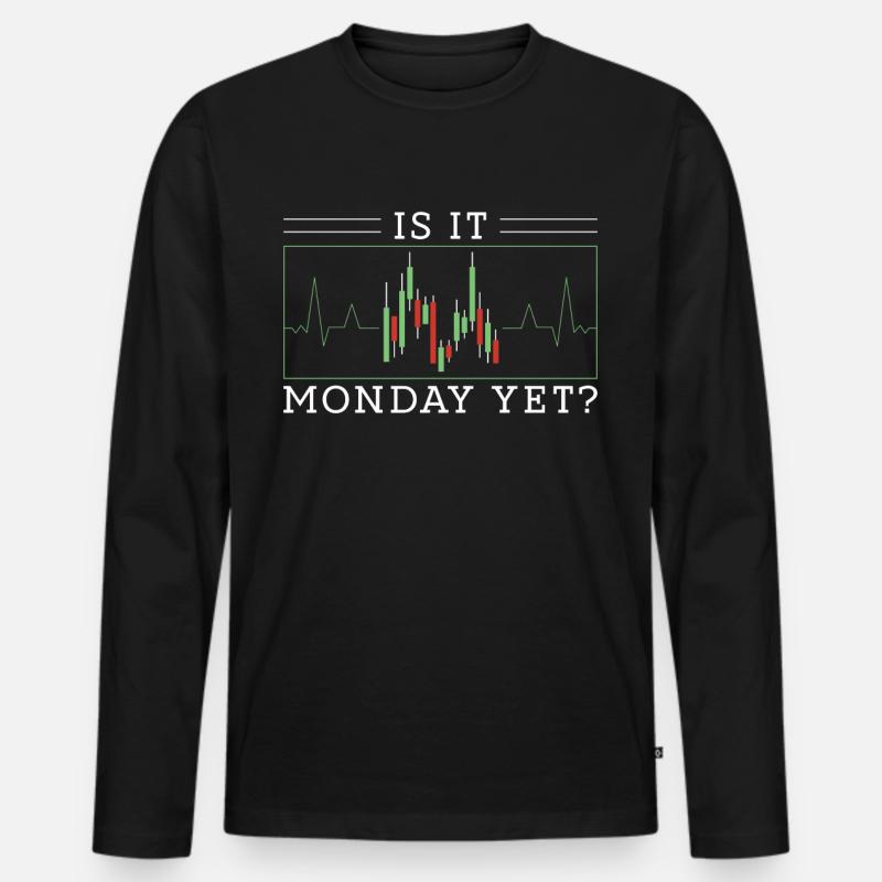 Is it Monday Yet - Männer Premium Bio Langarmshirt - Schwarz
