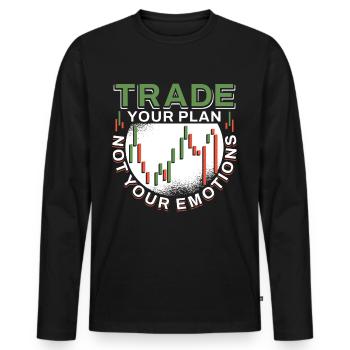 Trade Your Plan Not Your Emotions - Men's Premium Organic Long Sleeve Shirt - black - Front - Nico (187cm)