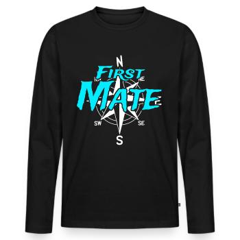 First Mate Boots Crew Skipper Sailor Captain - Men's Premium Organic Long Sleeve Shirt - black - Front - Nico (187cm)