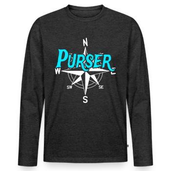 Zahlmeister Bootscrew Skipper Segler Crew Kapitän - Männer Premium Bio Langarmshirt - Anthrazit meliert - Vorne - Nico (187cm)