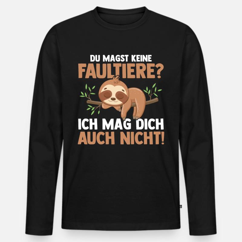Faultier - Männer Premium Bio Langarmshirt - Schwarz