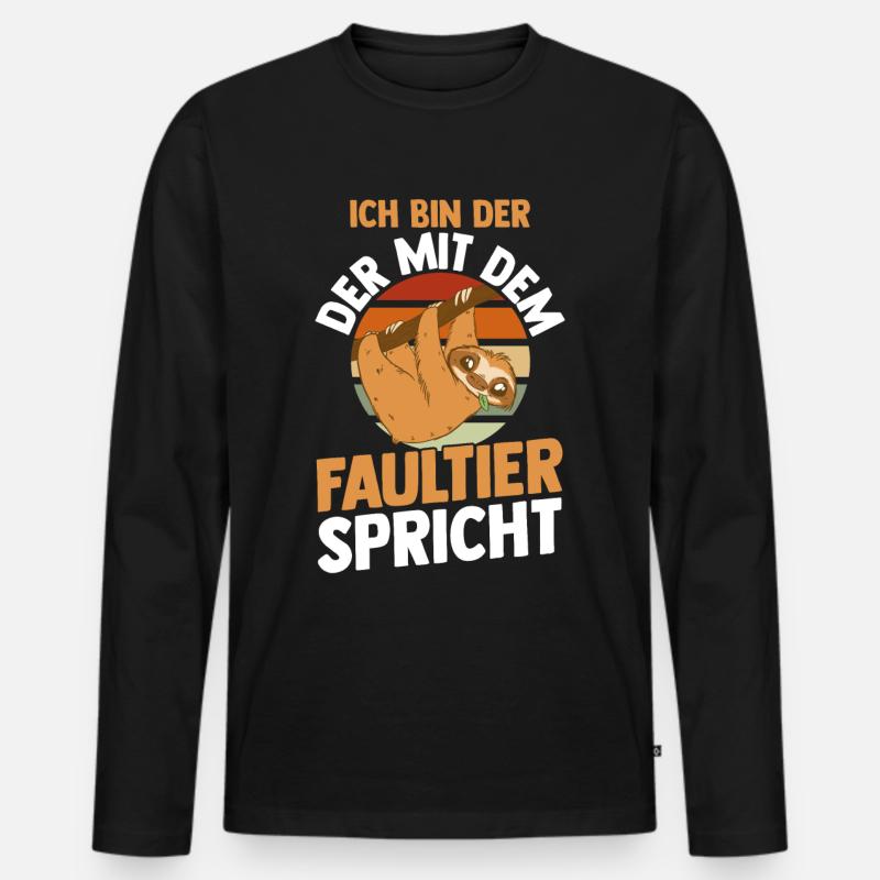 Faultier - Männer Premium Bio Langarmshirt - Schwarz