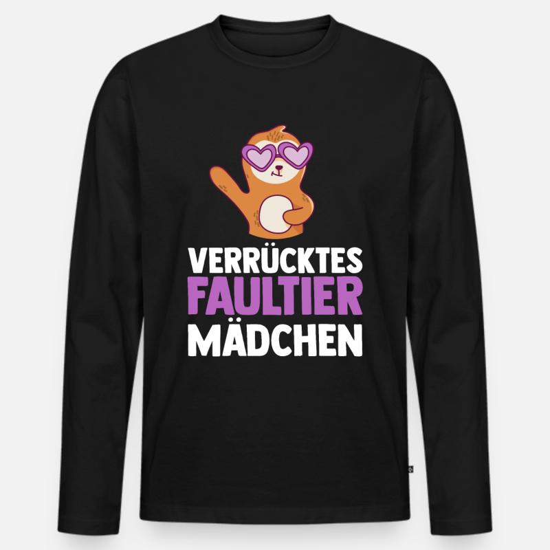 Faultier - Männer Premium Bio Langarmshirt - Schwarz