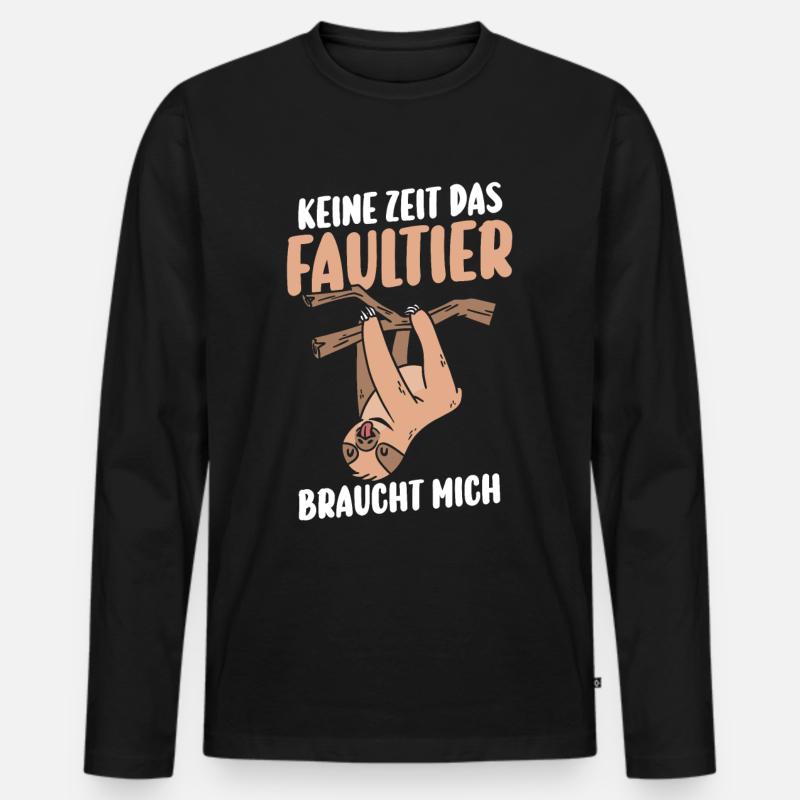 Faultier - Männer Premium Bio Langarmshirt - Schwarz