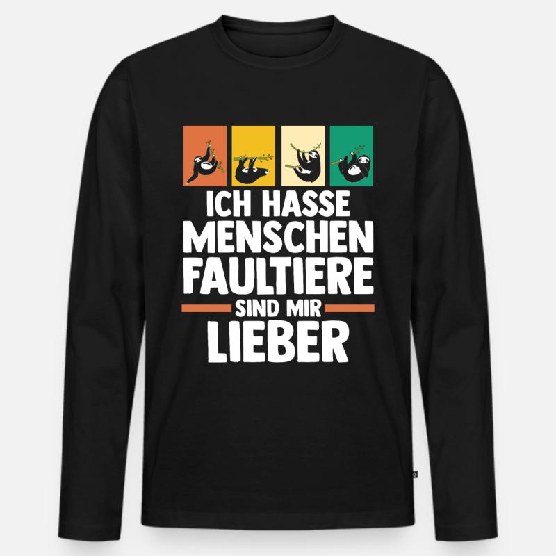 Faultier - Männer Premium Bio Langarmshirt - Schwarz