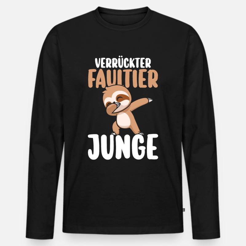 Faultier - Männer Premium Bio Langarmshirt - Schwarz