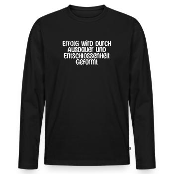 Fitness - Erfolg wird durch Ausdauer und - Männer Premium Bio Langarmshirt - Schwarz - Vorne - Nico (187cm)