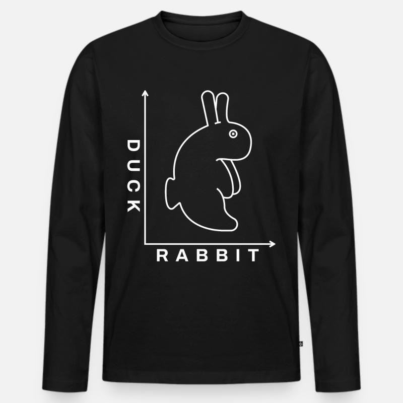 Rabbit Duck Illusion - Männer Premium Bio Langarmshirt - Schwarz