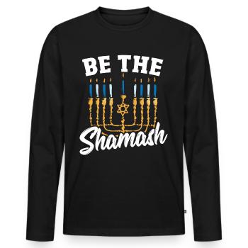 Festival Of Lights Eight Nights And Days Menorah - Men's Premium Organic Long Sleeve Shirt - black - Front - Nico (187cm)