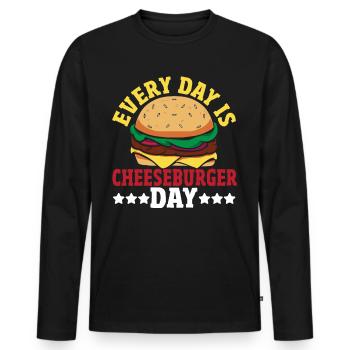 Hamburger Cheese Cheeseburger Snacks Cheeseburger - Men's Premium Organic Long Sleeve Shirt - black - Front - Nico (187cm)