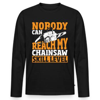 Woodworking Powered Saw Chain Saw - Men's Premium Organic Long Sleeve Shirt - black - Front - Nico (187cm)