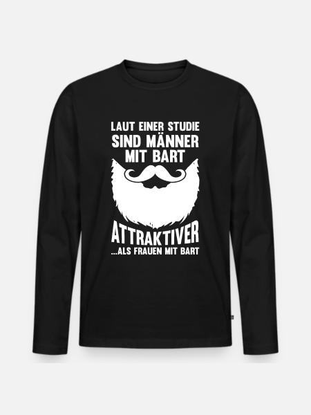 Bärtig Bartträger Schnurrbart Bart - Männer Premium Bio Langarmshirt - Schwarz