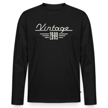 Millésime 2009 Année de naissance Minimaliste Anniversaire - T-shirt manches longues Premium bio Homme - noir - Devant - Nico (187cm)