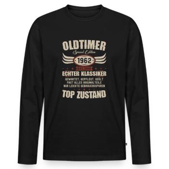 62. Geburtstag 62 Jahre Oldtimer Geschenk 1962 - Männer Premium Bio Langarmshirt - Schwarz - Vorne - Nico (187cm)