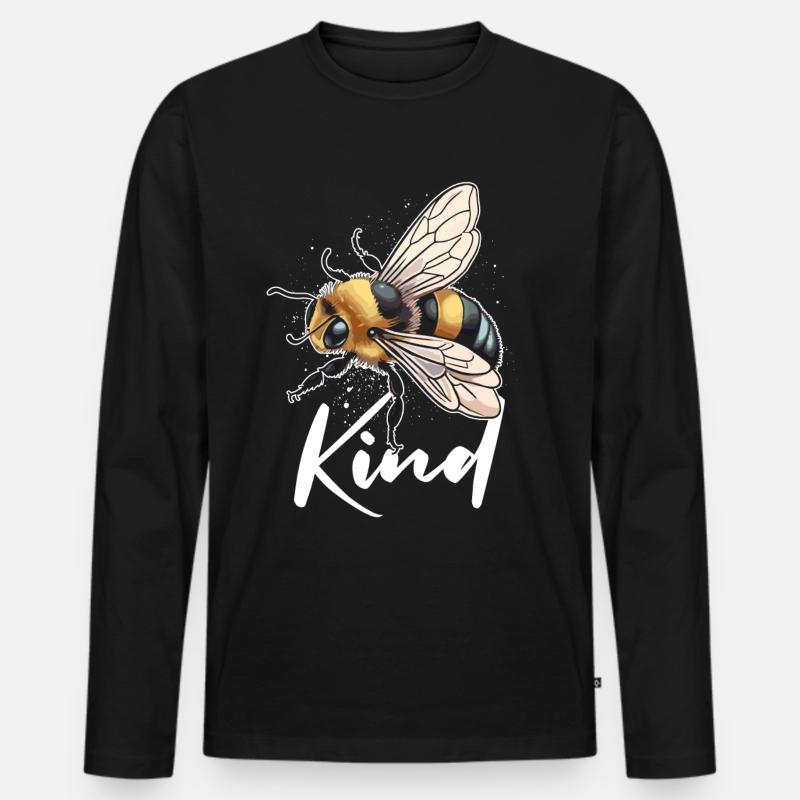 Bee Kind - Männer Premium Bio Langarmshirt - Schwarz