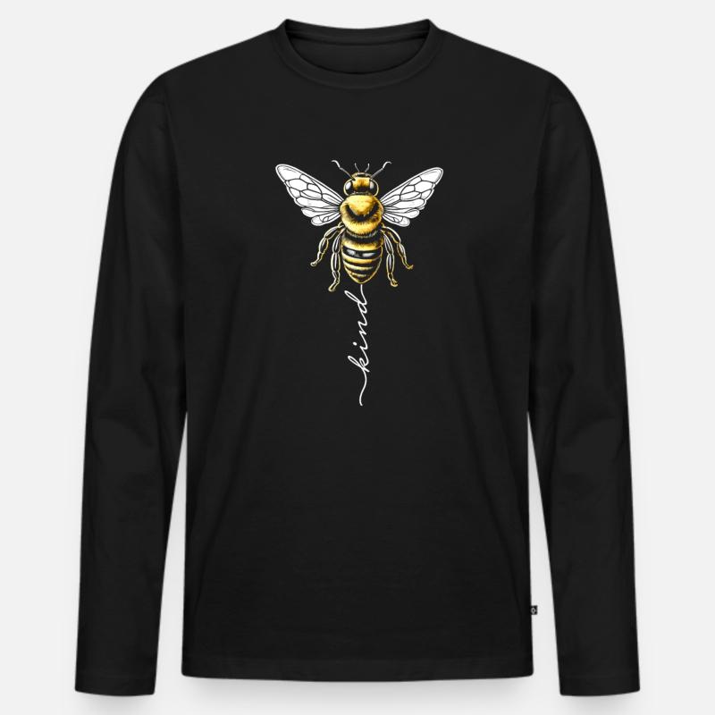 Bee Kind - Männer Premium Bio Langarmshirt - Schwarz