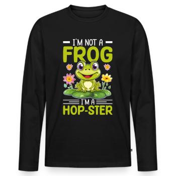 Je ne suis pas une grenouille, je suis une grenouille Hop-ster - Tshirt grenouille - T-shirt manches longues Premium bio Homme - noir - Devant - Nico (187cm)