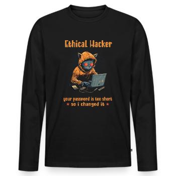 Cybersécurité éthique Analyste en piratage éthique - T-shirt manches longues Premium bio Homme - noir - Devant - Nico (187cm)