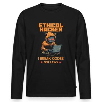 Analyste en piratage éthique Cybersécurité éthique - T-shirt manches longues Premium bio Homme - noir - Devant - Nico (187cm)