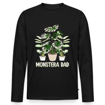 Monstera Dad - Men's Premium Organic Long Sleeve Shirt - black - Front - Nico (187cm)