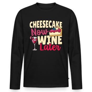 Mangeur de fromage, amateur de fromage, amateur de gâteau au fromage - T-shirt manches longues Premium bio Homme - noir - Devant - Nico (187cm)