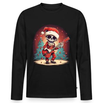 drôle père noël squelette père noël guitare électrique - T-shirt manches longues Premium bio Homme - noir - Devant - Nico (187cm)