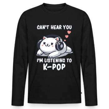 K-Pop KPop Chat Coréen Musique - T-shirt manches longues Premium bio Homme - noir - Devant - Nico (187cm)