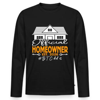 Propriétaire officiel EST.2026 BTC l’a fait - T-shirt manches longues Premium bio Homme - noir - Devant - Nico (187cm)