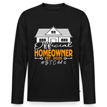 Official Homeowner EST.2025 BTC Did It - Men's Premium Organic Long Sleeve Shirt - black - Front - Nico (187cm)