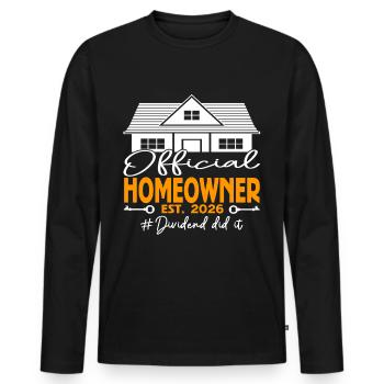 Official Homeowner EST.2026 Dividend - Men's Premium Organic Long Sleeve Shirt - black - Front - Nico (187cm)