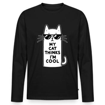 Cat Cat Mom Cat Dad Cat Owner Cool - Men's Premium Organic Long Sleeve Shirt - black - Front - Nico (187cm)