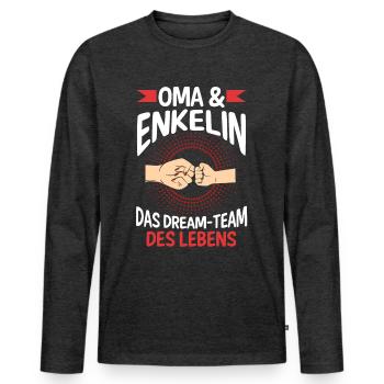 Oma Großmutter und Enkelin - Männer Premium Bio Langarmshirt - Anthrazit meliert - Vorne - Nico (187cm)