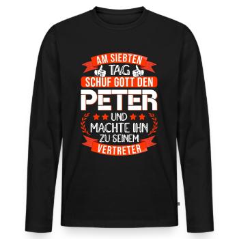 Peter Name Vorname Namenstag Namensgeschenk - Männer Premium Bio Langarmshirt - Schwarz - Vorne - Nico (187cm)