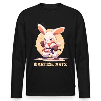 Funny Martial Arts Bunny MMA Kawaii Martial Arts - Men's Premium Organic Long Sleeve Shirt - black - Front - Nico (187cm)
