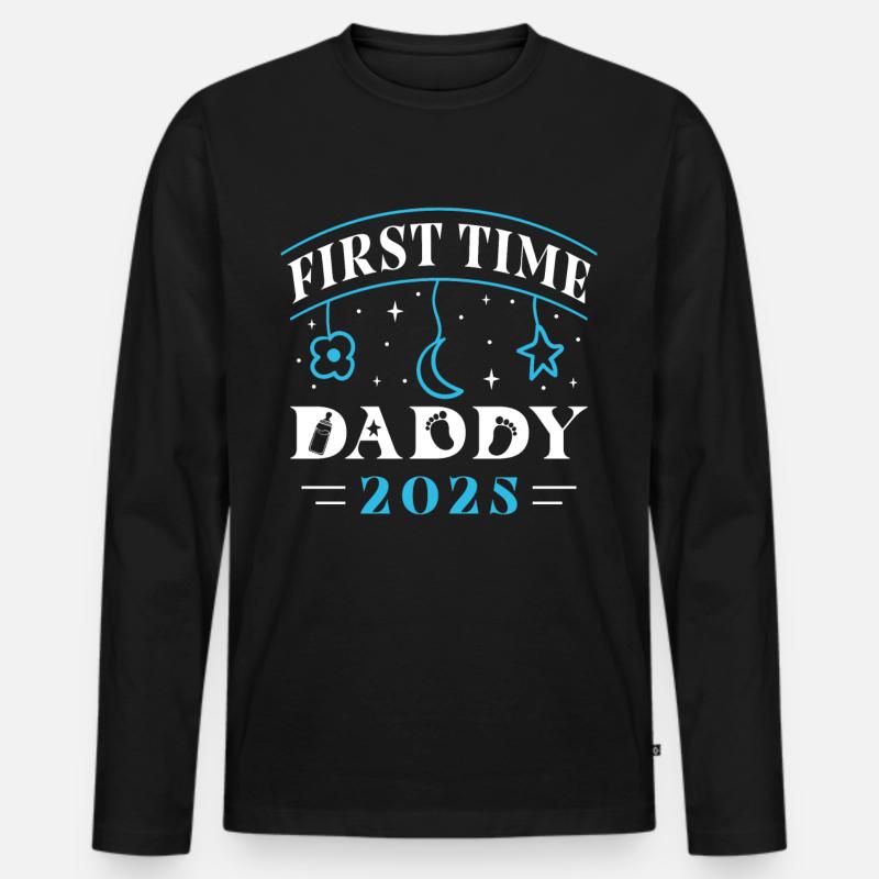 First Time Daddy 2025 - Männer Premium Bio Langarmshirt - Schwarz