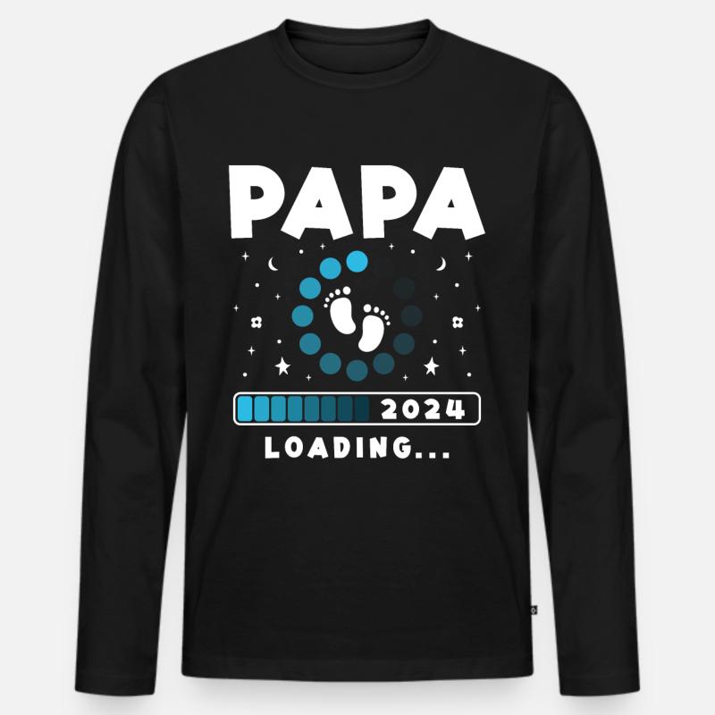 Papa Loading 2024 - Männer Premium Bio Langarmshirt - Schwarz