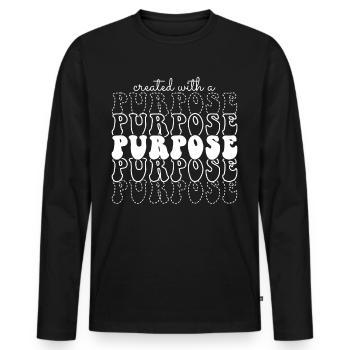 Mit Einem Zweck Geschaffen Groovy Bibelvers - Männer Premium Bio Langarmshirt - Schwarz - Vorne - Nico (187cm)